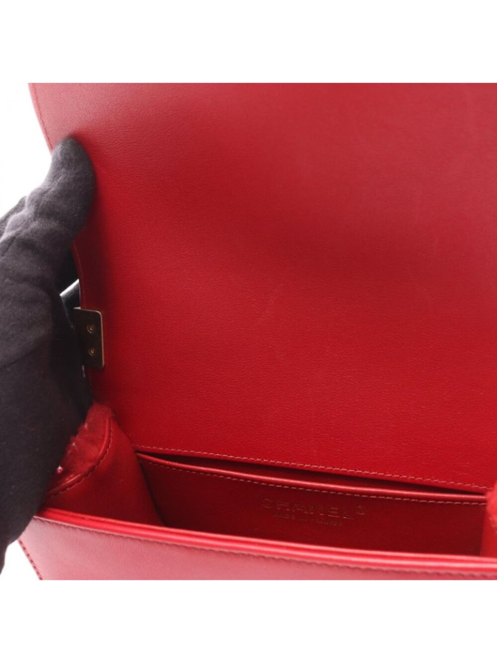 Chanel Shoulder Bag Small Red Leather Chain - Picture 7 of 10